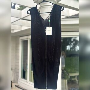 Amen Black Mesh Short Dress Double Zippers New with Tags Italy